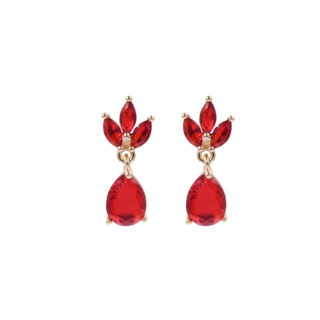 Aretes De Zirconia Con Diseño De Flor Y Gota