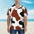 thumbnail image 6 of Picia Brown Black Cow Gentle Cotton Regular Fit Short Sleeve Casual Hawaiian Shirt for Men-Small, 6 of 9