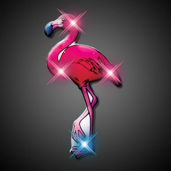 FlashingBlinkyLights Flamingo Flashing Blinking Light Up Body Lights Pins