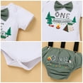 thumbnail image 6 of FYMNSI Baby Boy First Birthday Cake Smash Outfit Camping Theme Short Sleeve Romper+Diaper Cover Shorts+Y-Back Suspenders+Headband 4PCS Photo Shooting Clothes Army Green, 6 of 7