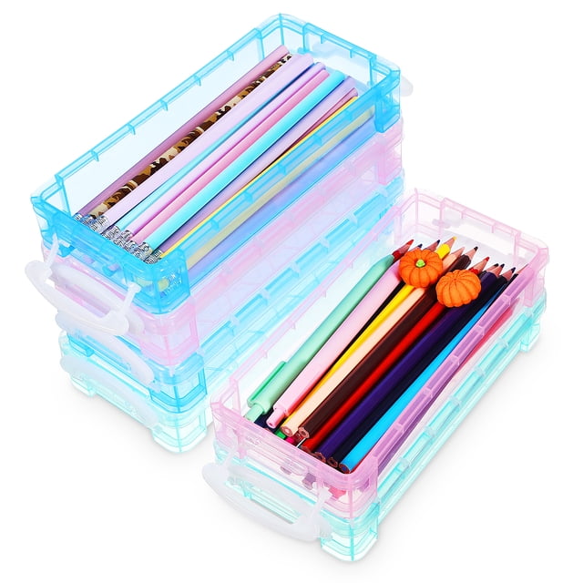 6 cajas de lápices, estuche transparente para lápices de colores, estuche para rotuladores, estuche de plástico para guardar pinceles y pinturas.