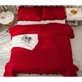 thumbnail image 6 of DNG Creations 1 Piece Vintage Ruffle Pattern Comforter Set Premium Ultra Soft 550 GSM All Season ( Full/Queen Size ) 100% Egyptian Cotton Solid Red Colour, 6 of 8