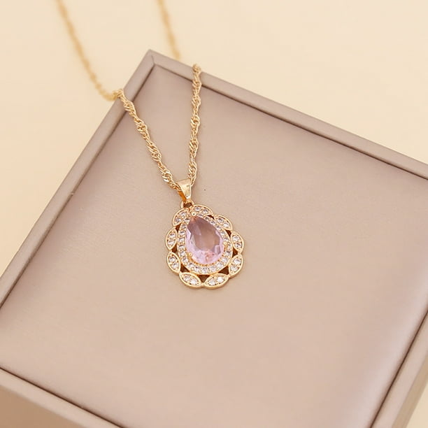 Collar para mujer, joyería para mujer, collar de diamantes de moda para mujer, colgante de cadena de clavícula con gotas de agua de cristal, anillo de joyería