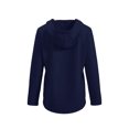 thumbnail image 7 of Women's Loose Fit Hooded Drawstring Long Sleeve Pocket Solid Color Top Blouse Casual Comfortable Cozy Fashion Trendy Outfits Daily | CSEONE,Navy S, 7 of 7