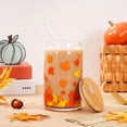 thumbnail image 6 of 2 Pack Fall Drinking Glasses 16oz Maple Leaf Glass Cup Fall Leaves Iced Coffee Cup with Lid Straw Cleaning Brush Beer Can Glass for Autumn Thanksgiving Cocktail Whiskey Beer Soda Gifts, 6 of 7