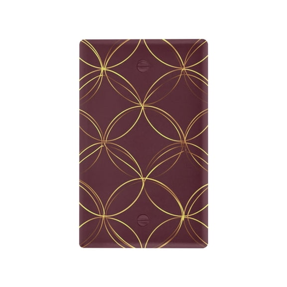 Yayeee Blank Wall Plate Cover 1-Gang 4.5"x2.7" Home Unused Decorative Outlet, Circular Gold Pattern