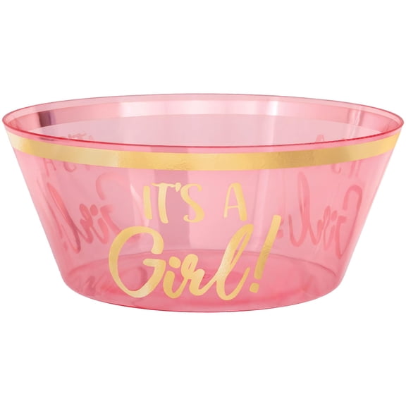 "It's A Girl" Baby Shower, Pink Plastic Serving Bowl, 120 Oz.