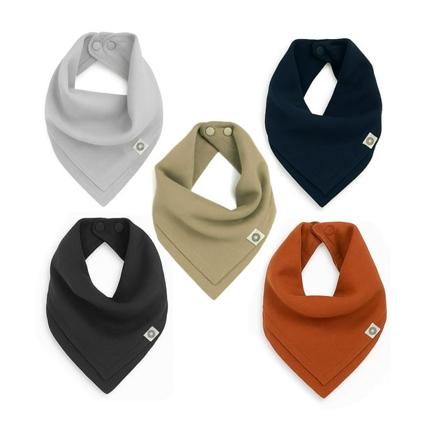 Juego de baberos tipo bandana orgánicos Kishu Baby, paquete de 5 unidades, reversibles
