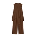 thumbnail image 2 of Bosfbaoi Two Piece Sets for Women Linen Blend Modern Fit Outfit Set Deep V-Neck Cap Sleeve Tops Wide Leg Pants Matching Sets Women Clothing, 2 of 7