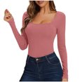 thumbnail image 4 of Scyoekwg Womens Long Sleeve Tops Crew Neck Slim Thermal Blouses Dressy Casual Blouses Trendy Solid Color Fall Tops Lightweight Pullover (Pink,M), 4 of 8