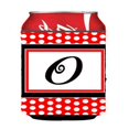 thumbnail image 1 of Monograma Inicial De La Letra O - Abrazo Aislante Para Bebidas De Lata O Botella De Lunares Negros Rojos, 1 of 1