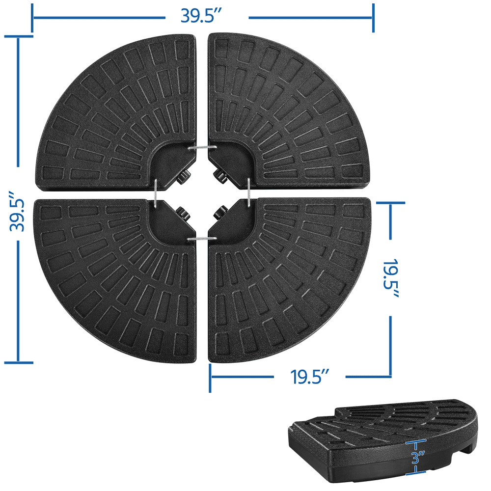 Renwick 52L Fillable Patio Umbrella Base for Cantilever Umbrellas, Set of 4, Black