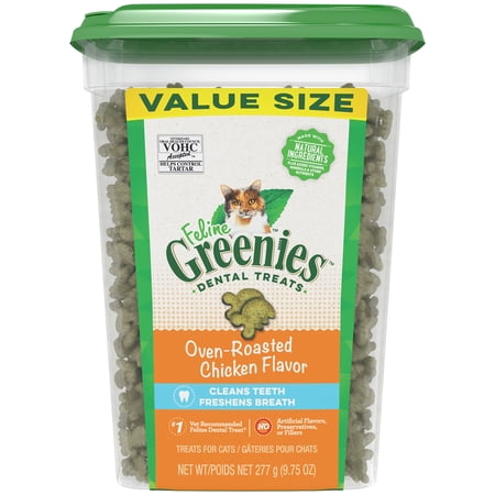 FELINE GREENIES Adult Dental Cat Treats, Oven Roasted Chicken Flavor, 9.75 oz.