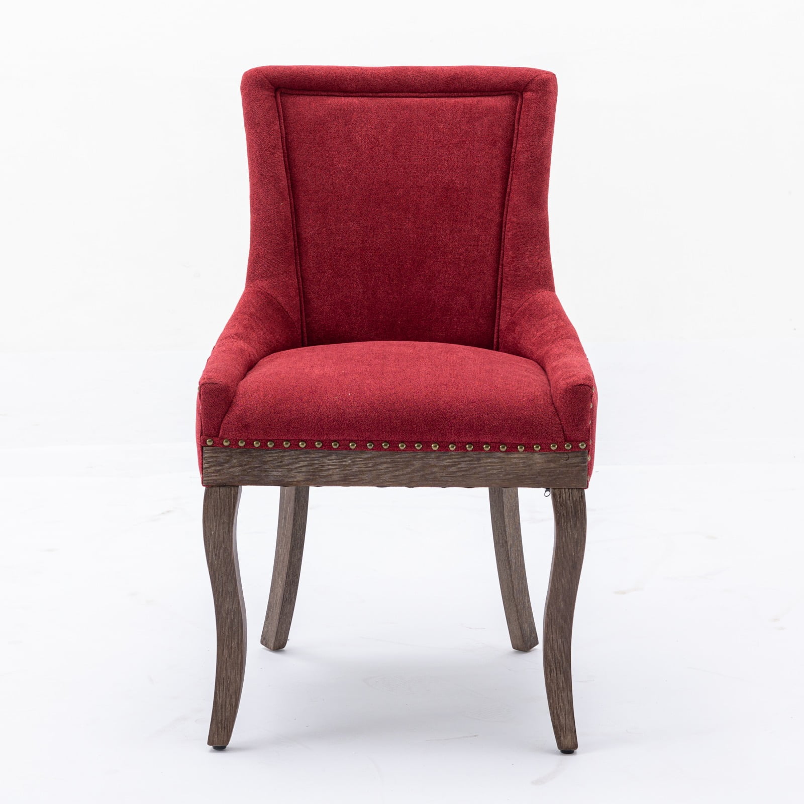 Gewnee Set of 2 Side Dining Chairs, Fabric Upholstered High Back Dining Table Chairs with Solid Wood Legs for Dining Room & Kitchen,Burgundy