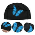 thumbnail image 3 of Unique Bargains 1 Pc Knitted PU Elastic Butterfly Pattern Swim Cap Black, 3 of 5
