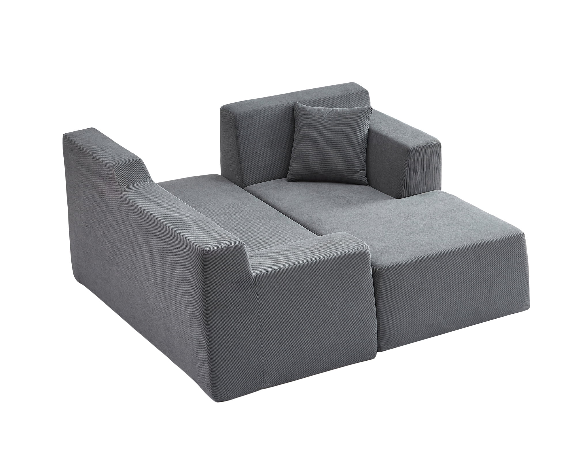 Aukfa 97" Cloud Sectional Sofa Trapezoid Boneless Couch Modular Sofa Bed for Living Room, Right Chaise, Gray