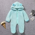 thumbnail image 4 of Qingpeng Newborn Girl Boy Rompers Bear Ear Hooded Footed Jumpsuit Winter Fleece Warm Onesies Pajamas Long Sleeve Zipper Winter Coat Outfits for Kids 0-2 Years, 4 of 9
