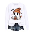 thumbnail image 2 of Womens Halloween Sweatshirt, Oversized Fall Fashion Aesthetic Bat Print Crewneck, Comfy Lounge & Party Outfit, 2 of 4