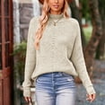 thumbnail image 4 of Lilgiuy Women's Fashion Casual Solid Color Knit Loose High Neck Long Sleeve Hollow Out Sweater for Cold Weather, 4 of 5