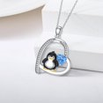 thumbnail image 4 of Penguin Birthstone Necklace for Women 925 Sterling Silver Heart Penguin Pendant Necklace, 4 of 6