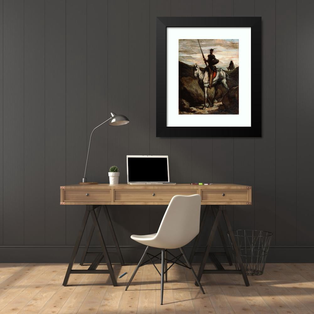 Honoré Daumier 20x24 Black Modern Framed Museum Art Print Titled - Don Quixote in the Mountains