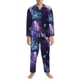 thumbnail image 3 of Picia Feathered Wolf Pattern Men’s Long-Sleeve Sleepwear Set - Soft 2-Piece Loungewear with Pockets, Comfy PJs for Relaxing Nights-X-Large, 3 of 7