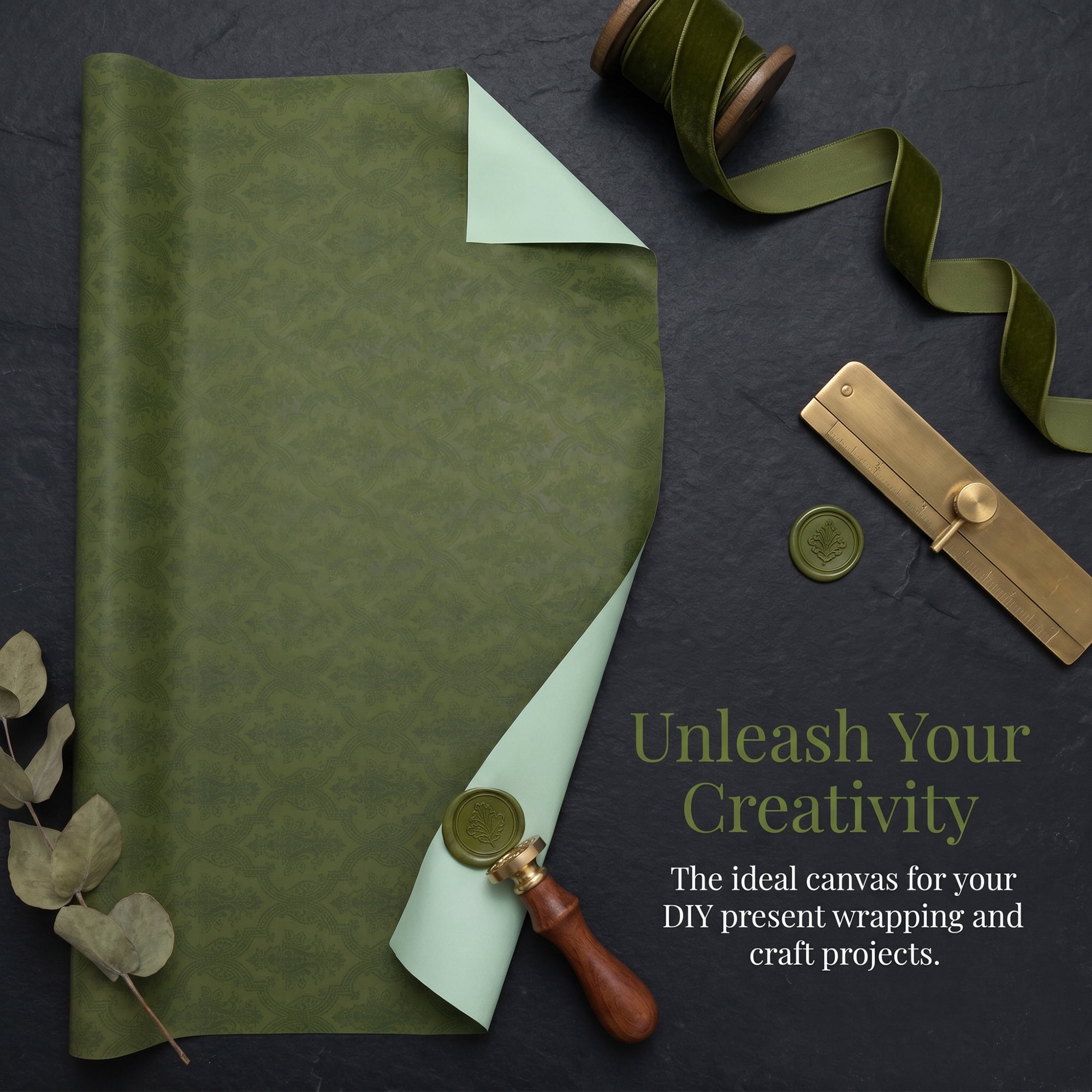 Unique Bargains Wrapping Paper Matte for Elegant Gift Wrap Presentation Green 39.4"x 27.6"