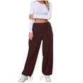 thumbnail image 2 of Women's Petite Drawstring Loose Pants With Pocket Solid Color Summer Fall Casual​​, 2 of 3