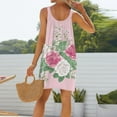 thumbnail image 5 of WTOBBY Women's Tropical Leaf Print Sleeveless Scoop Neck Beach Dress with Breathable Fabric,Pink S, 5 of 5