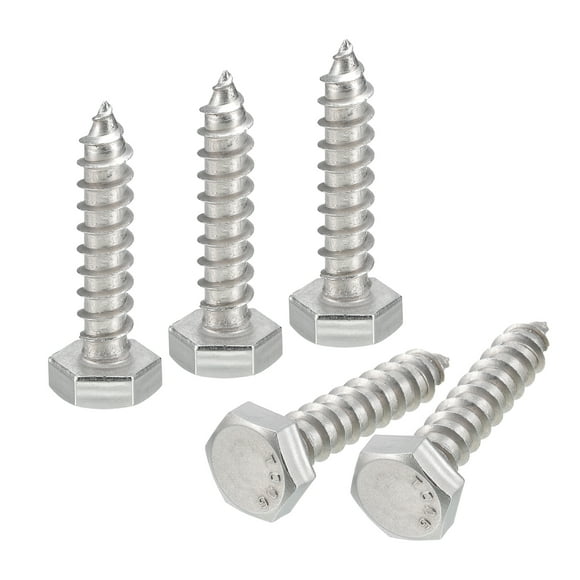 Unique Bargains Hex Head Lag Screws Bolts, 1/4' x 1-1/4' 304 Stainless Steel Partial Thread Wood Screws, 50 Pack
