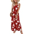 thumbnail image 2 of Tqyyweavej Women's Maxi Dress Printed Loose Fit Sleeveless Dress Side Slit Color Block Crewneck Summer Dresses for Women with Pockets, 2 of 9