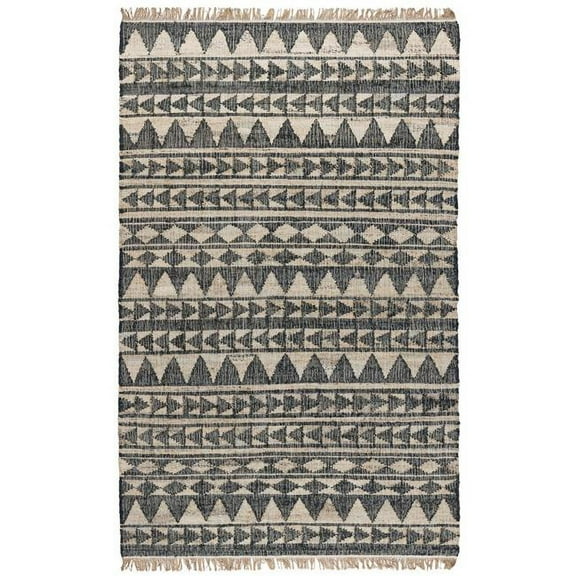 HomeRoots 523216 5 x 8 ft. Charcoal Geometric Hand Woven Rectangle Area Rug