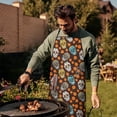 thumbnail image 4 of Brown Skull Marigold Pattern Apron-Garden Aprons for Women with Pockets-Cotton Linen Waterproof Kitchen Cooking Gardening Aprons Adjustable for Kitchen,Cooking,BBQ and Salon 33x27 Inch, 4 of 7