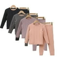 thumbnail image 2 of Chenyin Kids Baby Boys Girls Thermal Underwear Set for 3-12 Years Fall Winter Warm Crewneck Fleece Thermal Top and Bottom 2PCS Outfit, 2 of 9