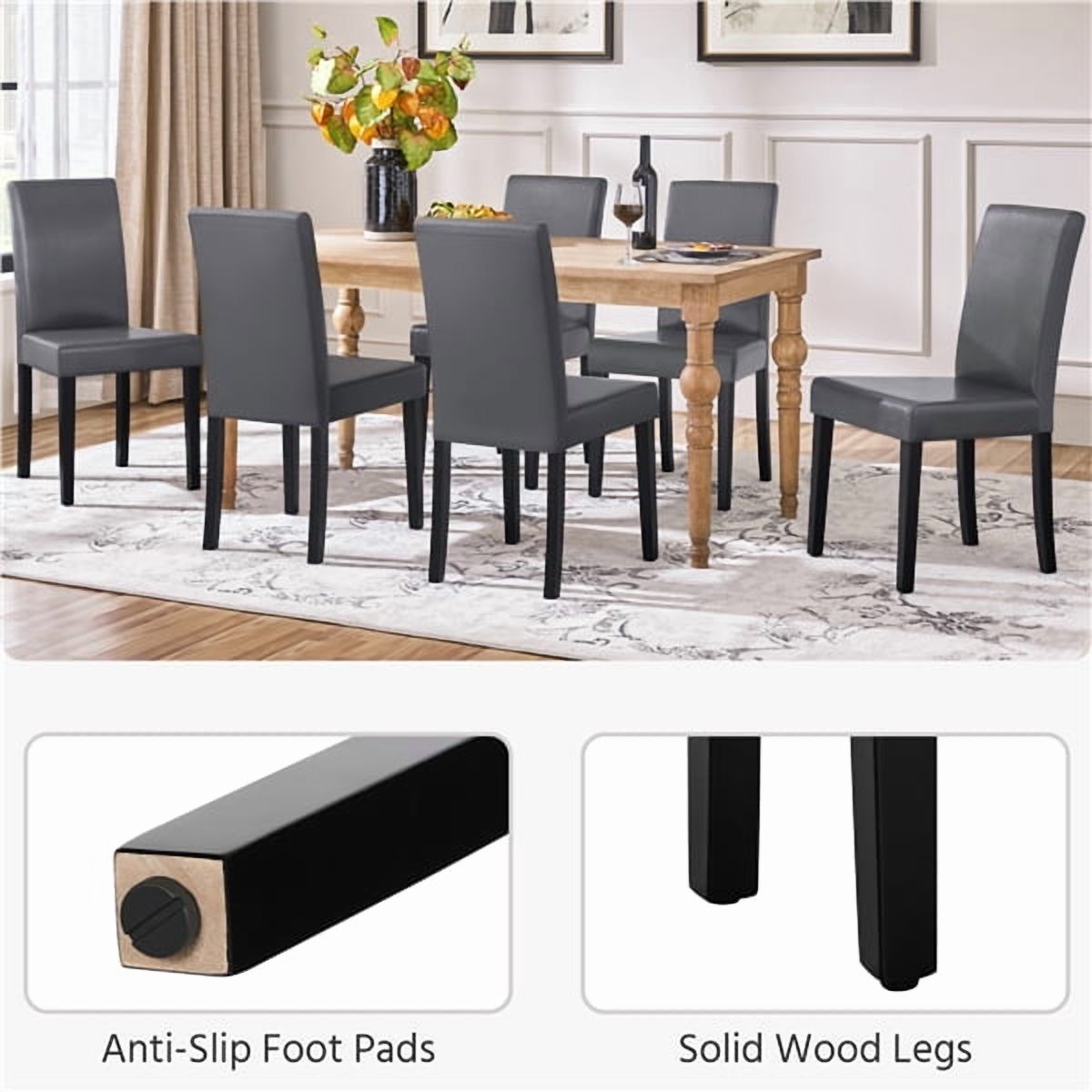 Yaheetech 4pcs Dining Room Chairs High Back Padded Kitchen Chairs, Gray