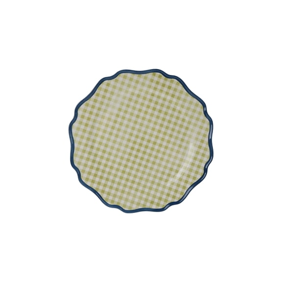 Hometrends Assiette Plate de Dîner en Bambou Mélamine Vichy Vert 10.625 Inch