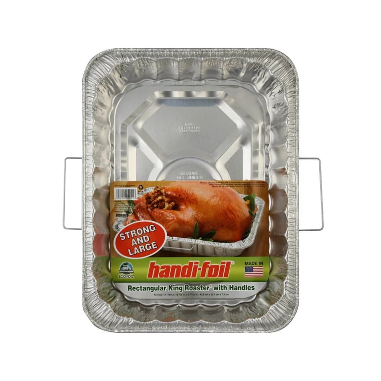 Handi-Foil Eco King Disposable Aluminum Roasting Pan with Handle