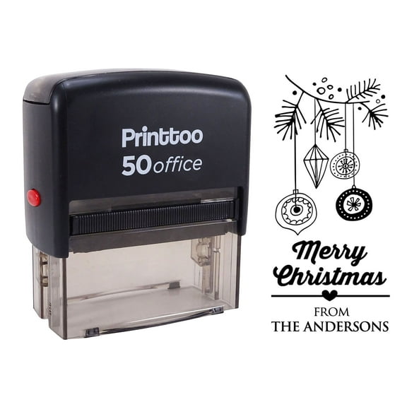 Printtoo Personalized Black Self Inking Custom Stamp Custom Christmas Rubber Stamper -68 x 30 mm