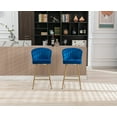 thumbnail image 5 of Guyou 26” Counter Height Bar Stools Set of 2, Modern Velvet Upholstered Kitchen Island Chairs, Barstools with Back and Footrest for Kitchen Island Pub Restaurant, Blue, 5 of 9
