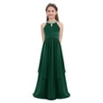 thumbnail image 1 of zdhoor Robe Longue Junior pour Demoiselle d'Honneur Enfant, Dos Nu, Chiffon, Concours, Fête, Soirée, Bal, Vert Armée 16, 1 of 6