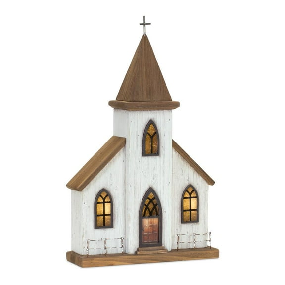 Melrose International LLC Church 10.75"L x 17.75"H Wood/Iron UL/USB Plug