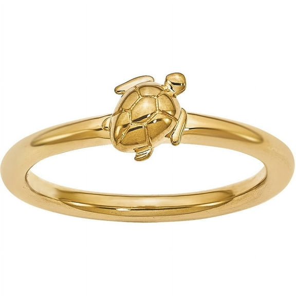 Sterling Silver Yellow-Plated Turtle Ring