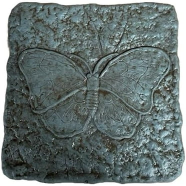 Solid Rock Stoneworks Pack of 4 Concrete Square Butterfly Steppping Stones - Cypress Stain- Garden