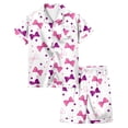 thumbnail image 1 of MEZZALL Pyjama Imprimé Nœud Papillon pour Filles Manches Courtes Boutons Shorts Ensemble de Pyjamas Maison 12-13 Ans Confort Enfants Pyjamas, 1 of 5