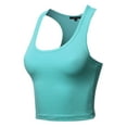 thumbnail image 2 of A2Y Women's Basic Cotton Casual Scoop Neck Cropped Racerback Tank Tops Ash Mint XS, 2 of 5