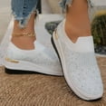 thumbnail image 5 of Mepaouo Women's Slip on Walking Shoes Rhinestone Glitter Low Wedges Heel Casual Work Loafer Shoes, 5 of 8