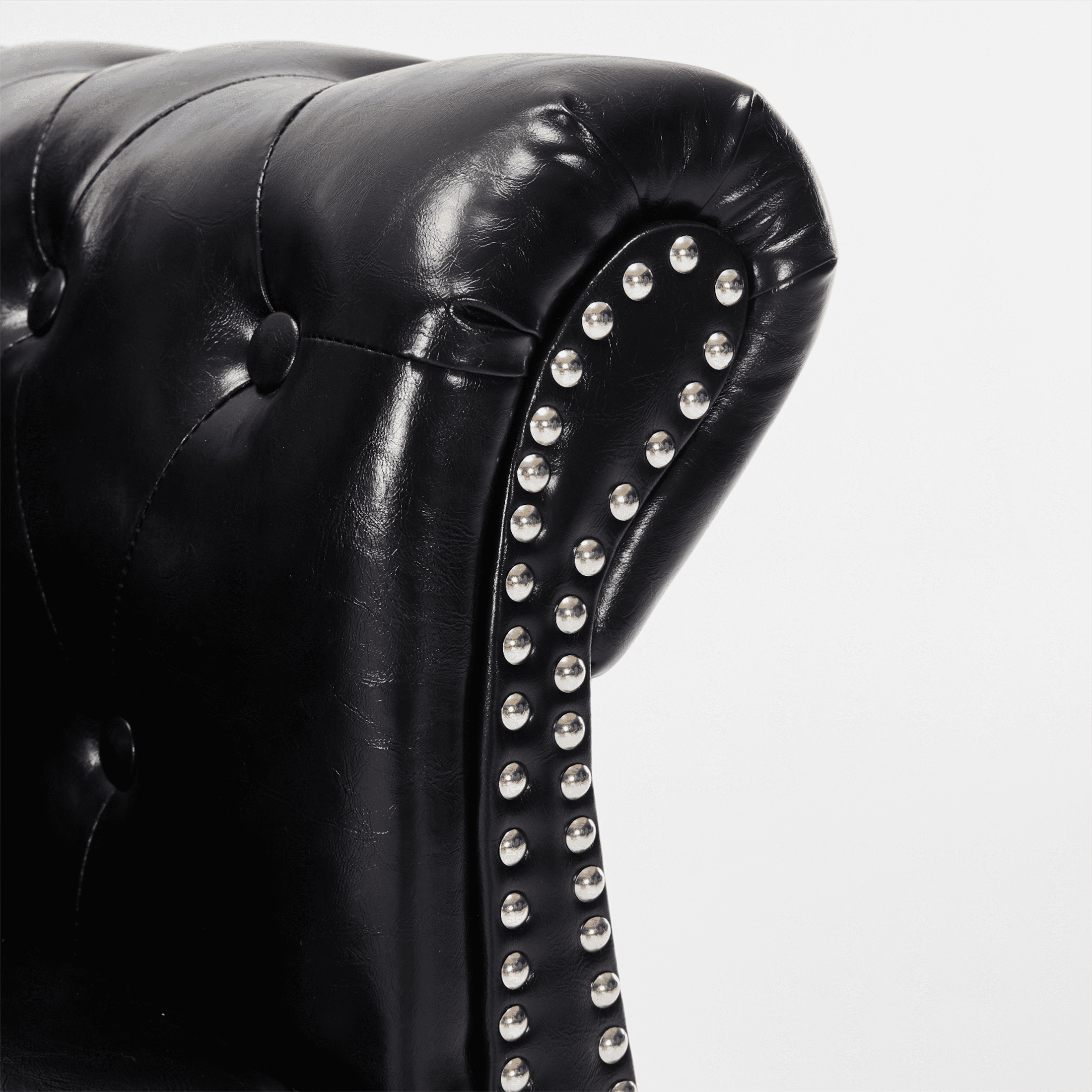 Yeahumalia 83.4'' 3-Seater Chesterfield Sofa Upholstered Sofa Padded Seat, Button Tufted Sofa with Nailhead Trim and Backrest, Faux Leather Couch, Black