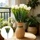 thumbnail image 1 of Tulipanes artificiales de imitación – Ramo de orquídeas artificiales de 6 ramas para decoración del hogar, follaje de plástico que no requiere mantenimiento para el alféizar de la ventana, el d, 1 of 6