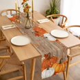 thumbnail image 4 of Orange Pumpkins Fall Table Runner Vintage Autumn Leaves Wooden Thanksgiving Tablerunners 13 x 48 Inch, Table Decorations Tabletop Scarf for Summer Gathering Holiday Farmhouse Kitchen Dining Decor, 4 of 8