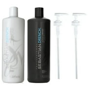 Sebastian Drench Moisturizing Shampoo and Conditioner Liter Duo, 33.8 Oz 2 Pumps